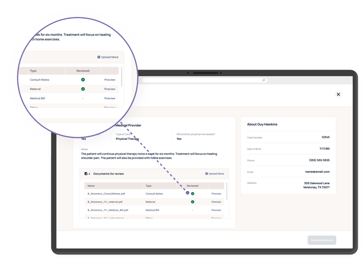 Screenshot of features for law firms